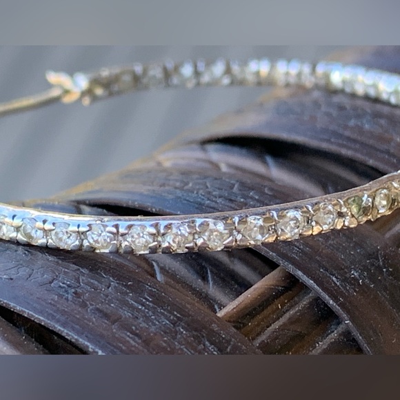 Beautiful Sterling Silver CZ Hoop Earrings - Picture 7 of 8